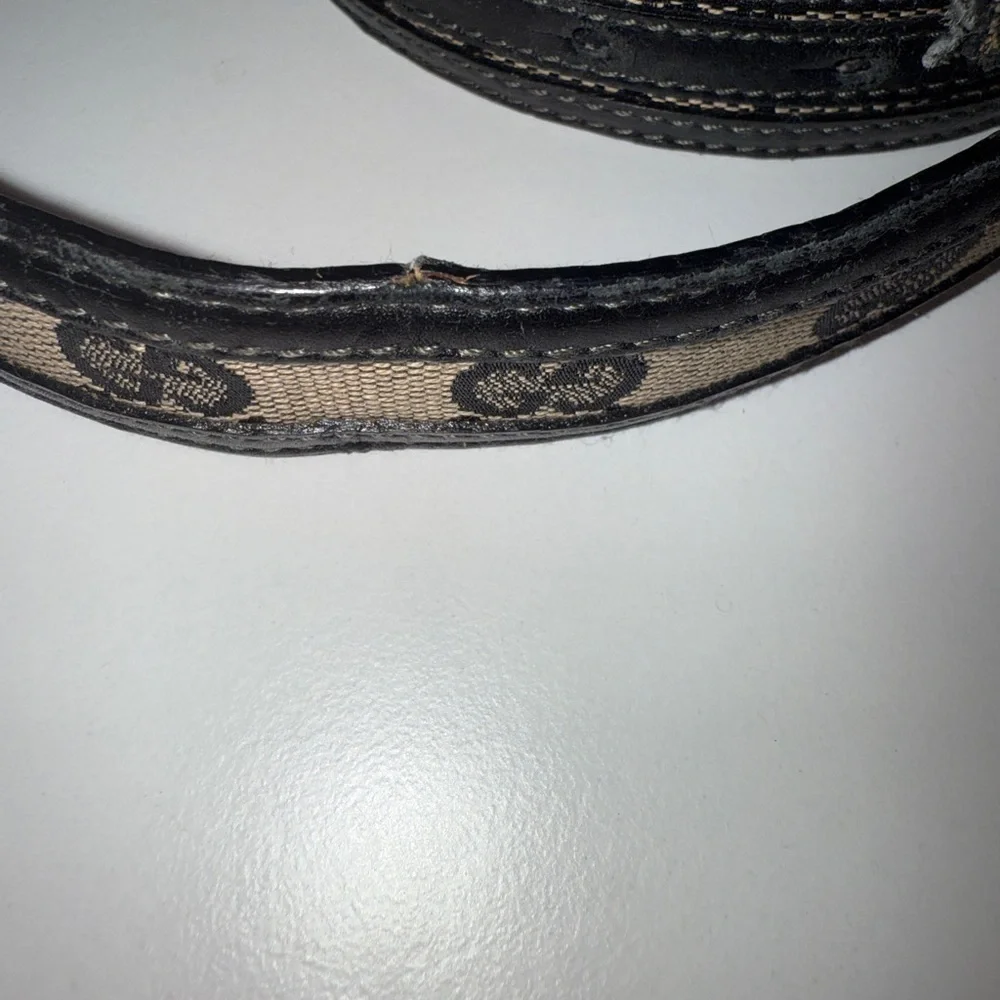 GUCCI GG Blue Canvas Leather Vintage Made in Italy Belt Only No Buckle
